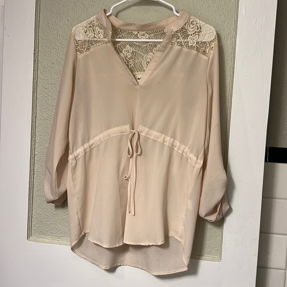 Cream Colored Blouse with Lace Back